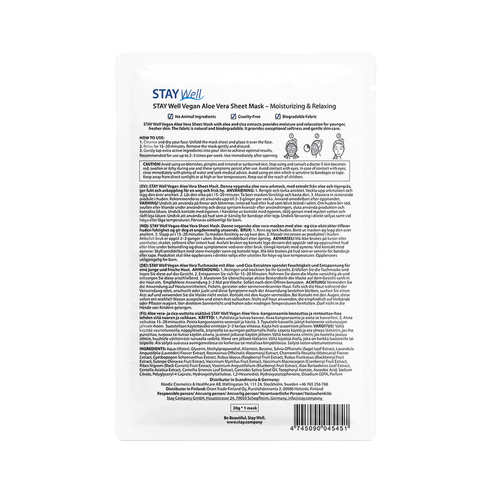 STAY Well Vegan Sheet Mask - ALOE
