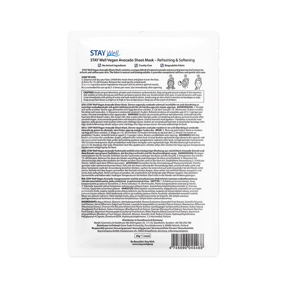 STAY Well Vegan Sheet Mask - AVOCADO