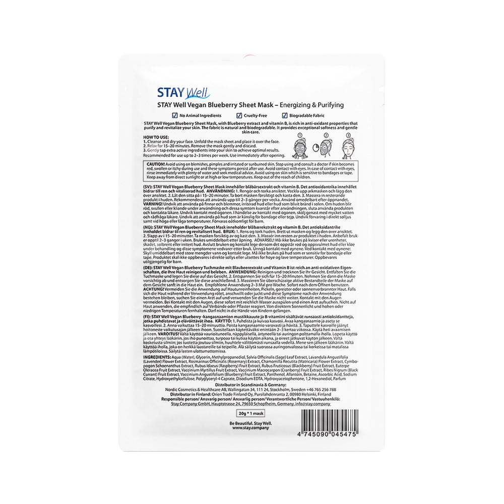 STAY Well Vegan Sheet Mask - BLUEBERRY