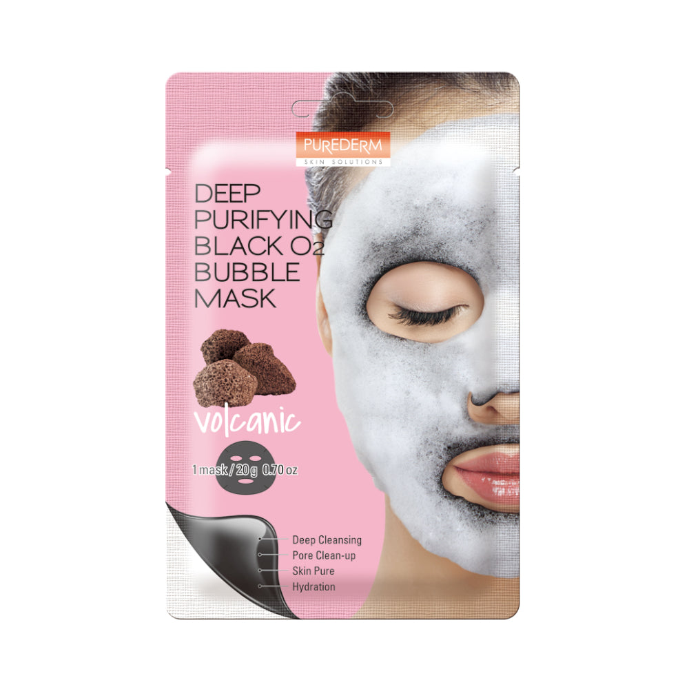 PUREDERM Deep Purifying Black O2 Bubble Mask "Volcanic"
