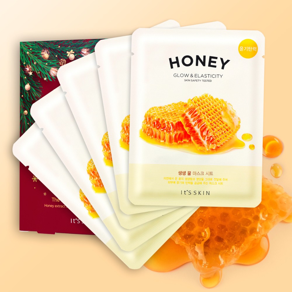 It´S SKIN The Fresh Mask Sheet Honey Christmas Set (5 masks) package