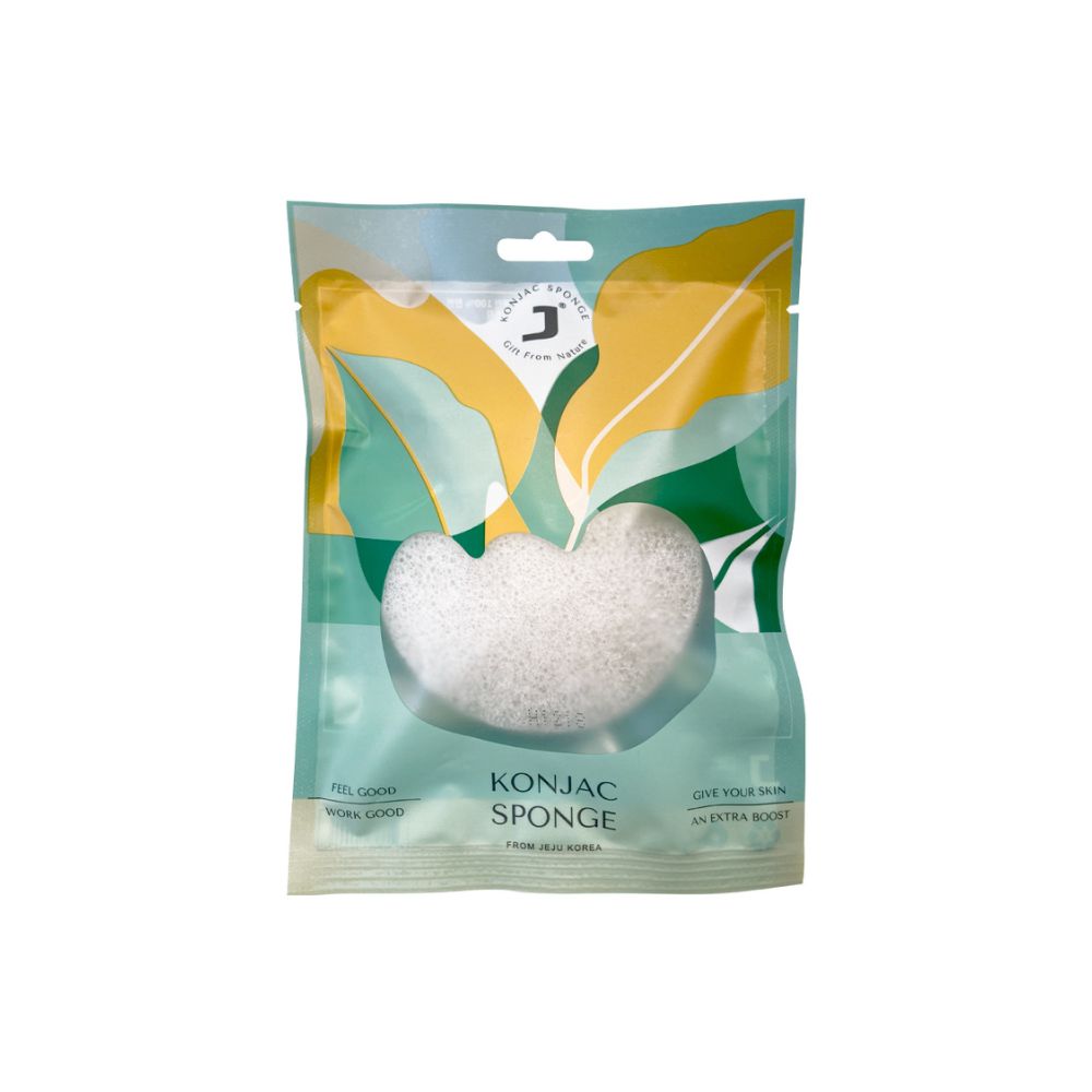 J-IN Pure KONJAC Slim Round Puff in New Dry White