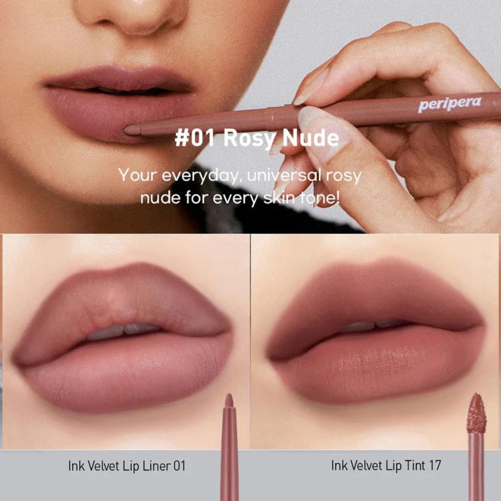 PERIPERA Ink Velvet + Lip Liner Set 01 Rosy Nude