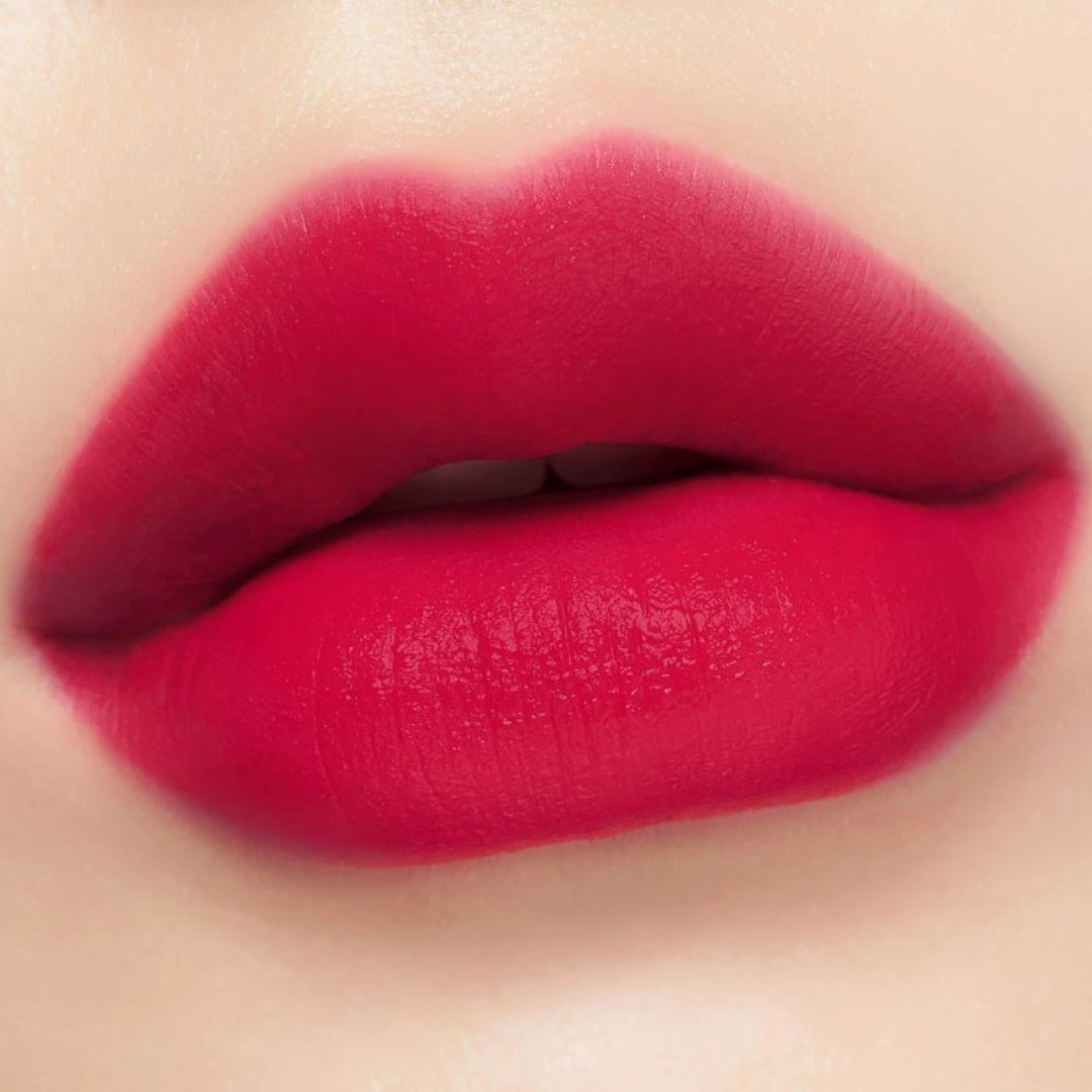 Peripera Ink Velvet 19 Love Sniper Red shade on the lips