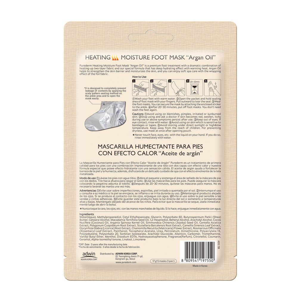PUREDERM Heating Moisture Foot Mask “ARGAN OIL”